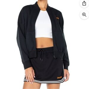Spalding Black Zip-Front Jacket with Matching Skort Set